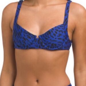 NWT VITAMIN A demi leopard cheetah Blue black Print Bikini Top size DD
